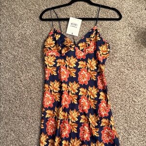 Hello Molly Floral Midi Dress - Navy and Orange